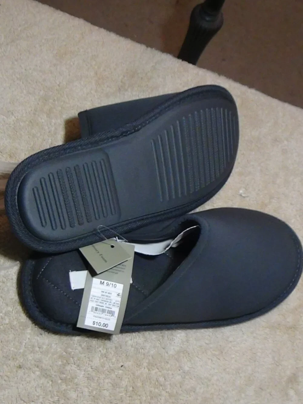 Men's Beau Scuff Slippers Goodfellow & Co Memory Foam M 9/10 Gray